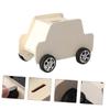 Abaodam 6Pcs DIY Wooden Car Shaped Coin Storage Boxes Craft Money Saving Banks for Home Decoration and Gift Unfinished Wooden Change Containers for Painting and Assembly view 4