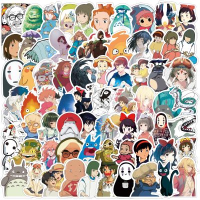 100pcs Cartoon Miyazaki Hayao Stickers for Kids, Cute Vinyl Waterproof Miyazaki Hayao Decal for Water Bottle Laptop Toy Sticker for DIY Decorate Bumper Phone Hard Hat Teens Party Gifts
