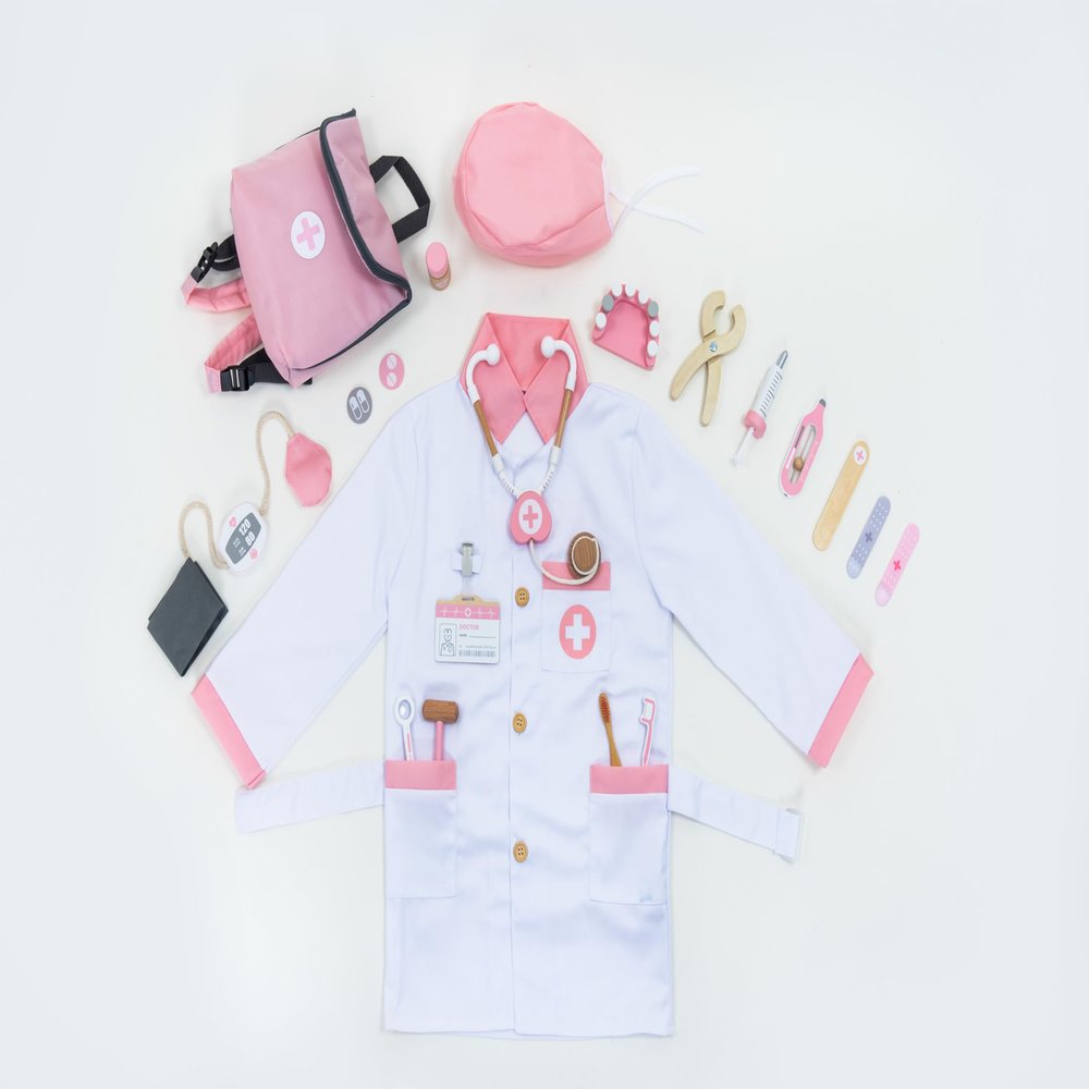 Children's Role-Playing Professional Clothing Dentist Set, Stethoscope, Toy Accessories Suitable for Children Aged 4-6