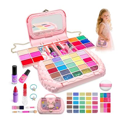Kids Makeup Kit for Girl - Kids Makeup Sets for Girls 5-8, Real Washable Girls Makeup Kit, Little Girl Makeup Set & Princess Toys Christmas Birthday Gift for 3 4 5 6 7 8 9 10 11 12 Year Old