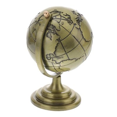 BESPORTBLE Vintage Bronze Iron Desktop Globe Ornament Rotating Earth Globe Decor for Office Home Study Table Sturdy Metal Craft with Smooth Finish Mini Landscape Educational World Map