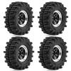 4Pcs 1.3" Beadlock Wheels and Tires Compatible with 1/18 TRX4M SCX24 FMS Ascent-18 RC Crawler Car, 64mm*26mm (Black) view 4