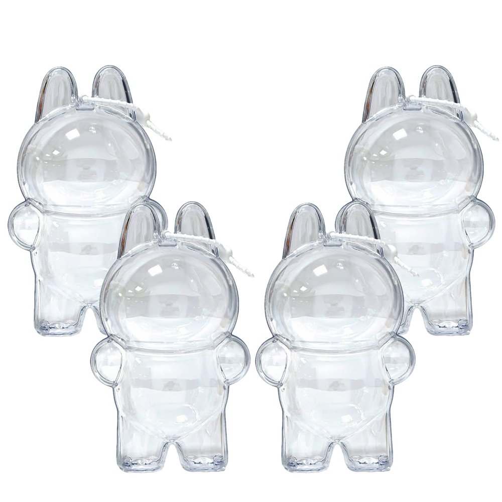 4 Piece Protective Case Compatible with LABUBU Doll, Crystal Clear Hard Display Box with Keychain, Collectible Outdoor Display Cases and Fashionable Backpack AccessoriesDoll Not Included