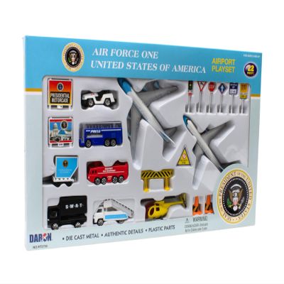 Daron 22-Piece Die-Cast Metal and Plastic Airport Playset Airplanes, Vehicles, and Accessories Playset Toy and Collectible for Children Ages 3+