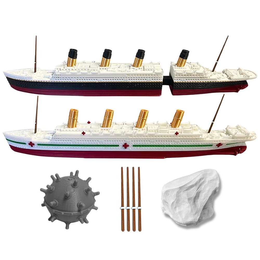 2-Pack Split Titanic Model Ship & Britannic 1 Ft Long Assembled Titanic Toys For Kids, Historically Accurate Titanic Toy, Titanic Ship, Titanic Cake Topper, Titanic Break-Apart
