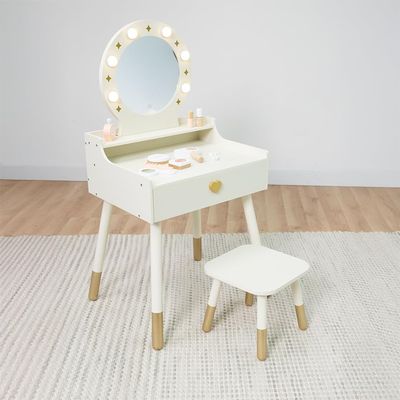 Fat Brain Toys Dressing Table with Light - Star of The Stage Light-up Vanity Playroom and Bedroom Furnishings for Ages 3 to 6