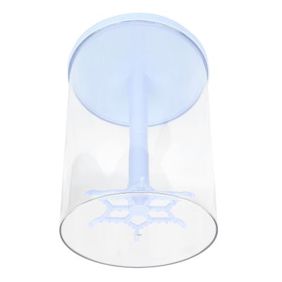 Fockety Clear Display Case, 360 Rotating Transparent Plush Doll Display Stand with 6 Hooks Rack, Removable Cover, Blind Box Showcase for Collectible Toys, Pendant Storage Box (Sky Blue)