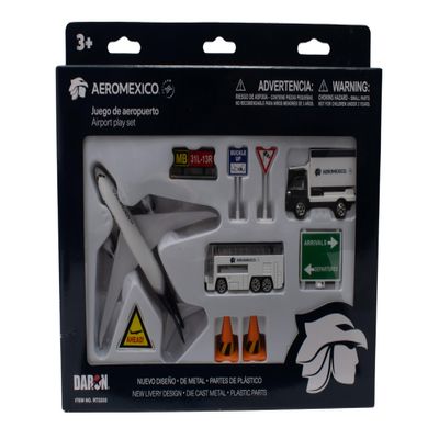 Daron Aeromexico Airport Playset with Die-Cast Metal Airplane, Vehicles, and Accessories Officially Licensed 10-Piece Toy Set Perfect for Ages 3+