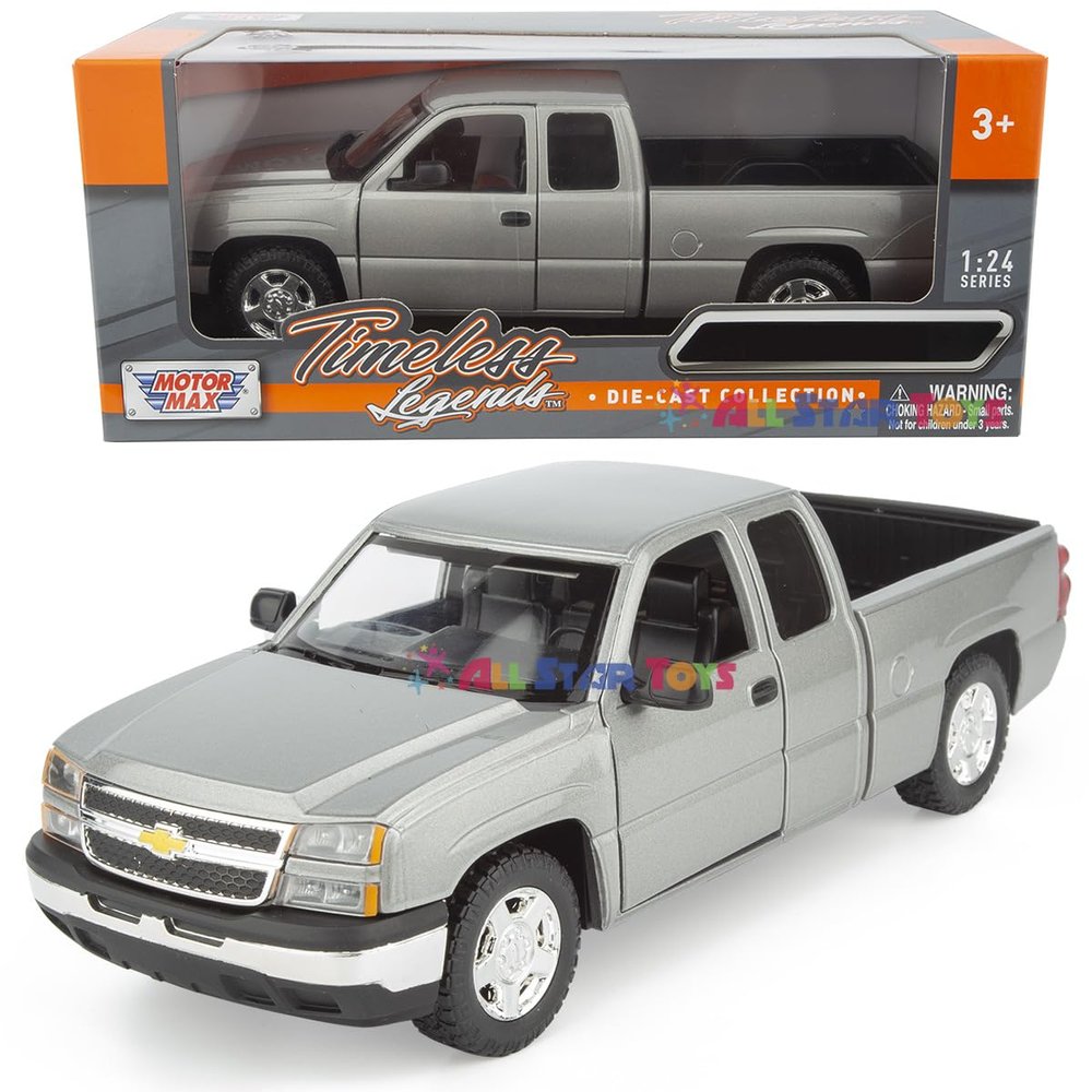 2006 Silverado 1500 Extended Cab Pickup Truck 1/25 Diecast Model Car Motor Max 79393 Grey
