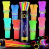 100 Pcs Glow Sticks Bulk, 8" Glow in the Dark Party Supplies - Neon Glow Stick Bracelets & Necklaces for Festivals, Concerts, Raves, Night Clubs, Halloween, Christmas, Birthdays view 1