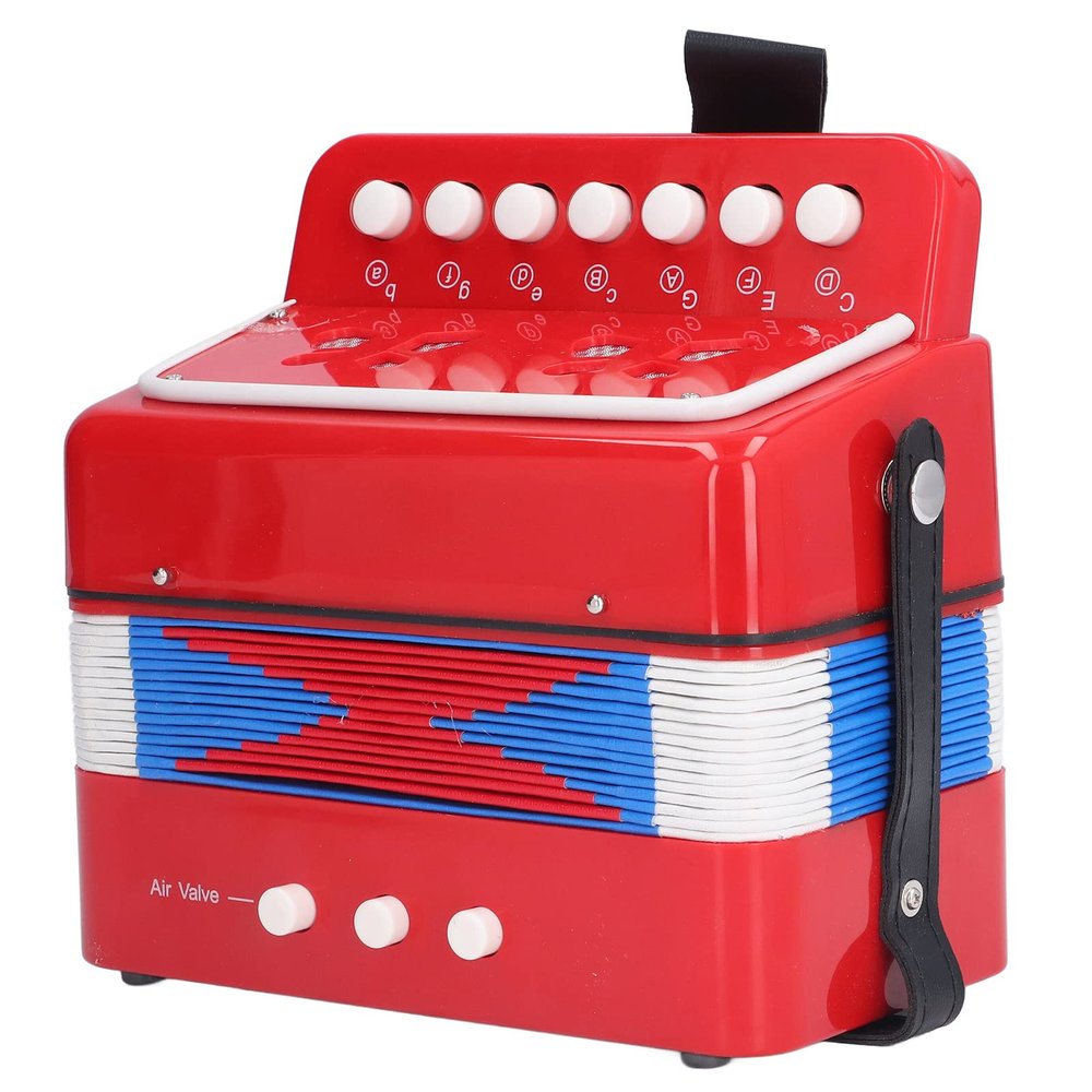 Focket Kids Accordion, 7 Keys ABS Plastic Canvas Bellows Lightweight Musical Instrument with Mini Keyboard for Ages 5 and Above