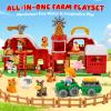 15-Piece Upgraded Farm Animal Big Barn Playset Gifts for Toddlers Christmas|Montessori Learning Toys for 18 Months Olds Girls Boys|Pretend Interactive Animal with Tractor Birthday Gifts for 2 Years view 2
