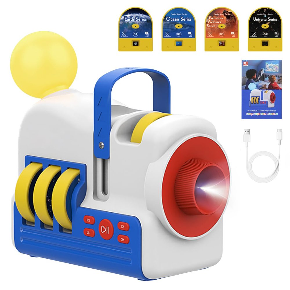 Givzan StoryBeam Projector Starter Set with 4 Story Cards, Built-in Audio
