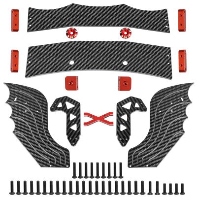 LRFHL Carbon Fiber Rear Wing Adjustable RC Tail Rear Wing Upgrade Part for ARRMA F1 V2 Limitless 1/7 RC Car, Red