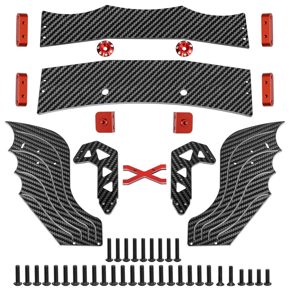 LRFHL Carbon Fiber Rear Wing Adjustable RC Tail Rear Wing Upgrade Part for ARRMA F1 V2 Limitless 1/7 RC Car, Red