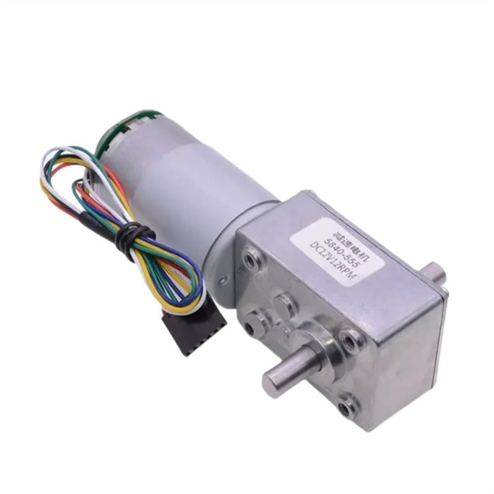 12V24V Double Shaft 5840-555 DC Gear Motor Speed Encoder Dual-Axis Robot Smart Car Electric Home Appliances DIY(470rpm,24V)