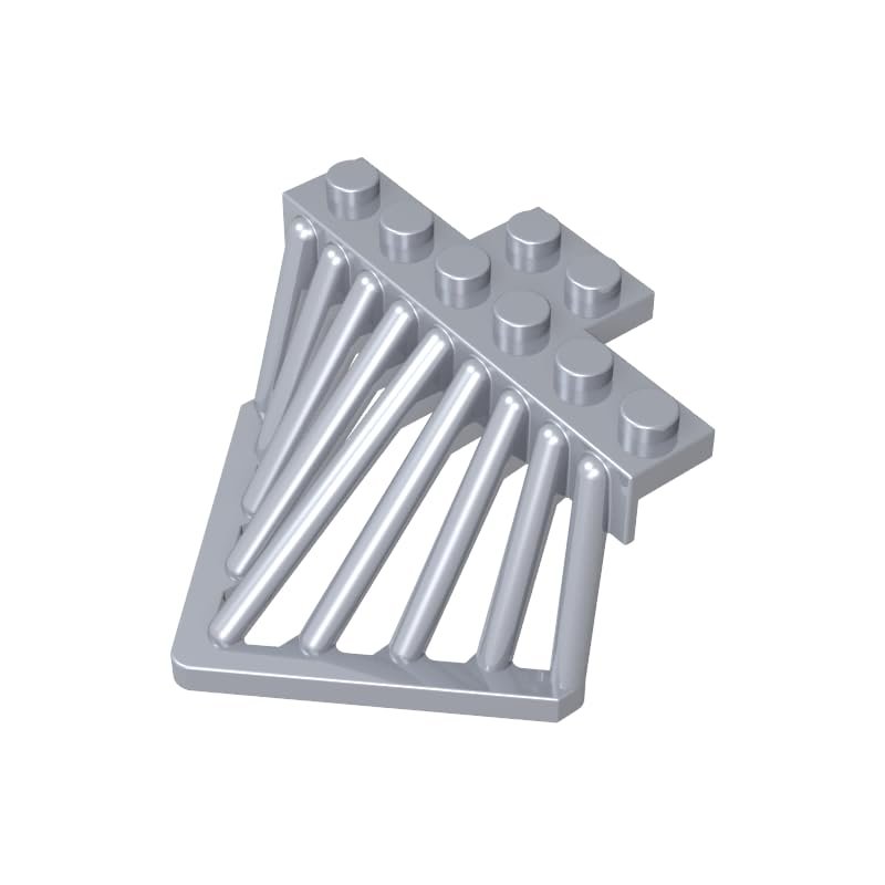Gobricks 90201 6x6x2 2/3 Train Part Cowcatcher/Pilot, Flat Silver, 10 pcs
