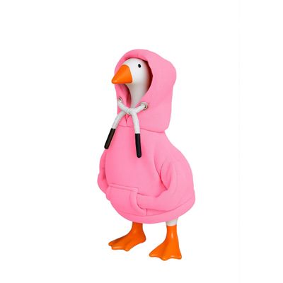 7 Inch Desk Goose Outfits Red Hoodies Tabletop Goose Accessory Mini Porch Goose Costume Magnetic Goose Statue Key Holder Clothes for Table Decor (Pink)