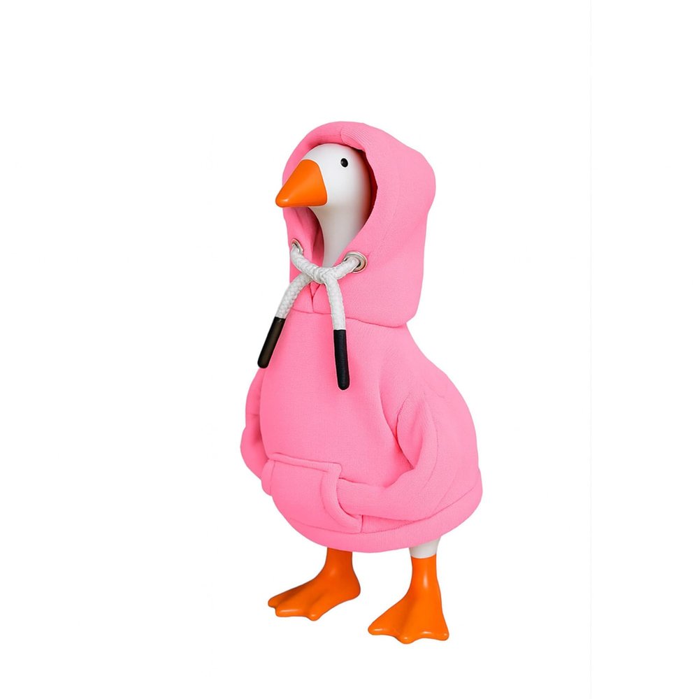 7 Inch Desk Goose Outfits Red Hoodies Tabletop Goose Accessory Mini Porch Goose Costume Magnetic Goose Statue Key Holder Clothes for Table Decor (Pink)