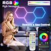 25Pack RGB Hexagon led Garage Lights,RGB 5Hexagon Light with Multi Color,Dimmable&Speed Adjustable RGB Hex Wall Lights,DIY Design for Remote Control & Smart App Control Music Modes view 2