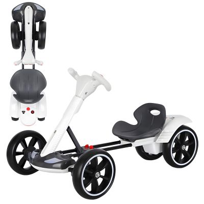 6V Kids Electric Go-Kart, Collapsible Pedal Go-Kart, with Durable and Anti-Slip Tires, Height-Adjustable Seat, Tri-Color Lighting, Ideal for Children Ages 3 to 8
