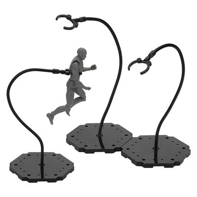 FINGERINSPIRE 3Pcs Adjustable Snake Bones Action Figure Stand Black Assembly Action Figures Display Holder with Hexagon Base Plastic Model Support Stands Miniature Model Bases for Figures