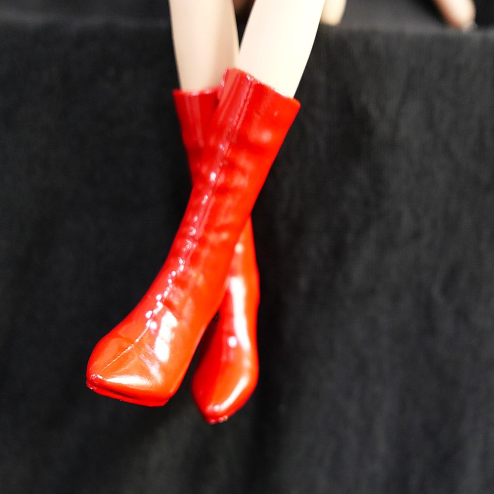 1/6 Scale Female Figure Shoes, Patent Leather High-Heels Boots Shoes Model for 12-inches Action Figure Body Doll, 1/6 Action Figure Female Platform Martin Boots Shoes (red, Short Boots)