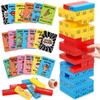 Tumble Tower Blocks Party Game, 121PC Wooden Stacking Game with 60 Blocks, 60 Cards & Dice - Thousands of Hilarious Combos.Classic Party Tower Games for Family & Adult Party Nights, Drinking Games Fun view 1