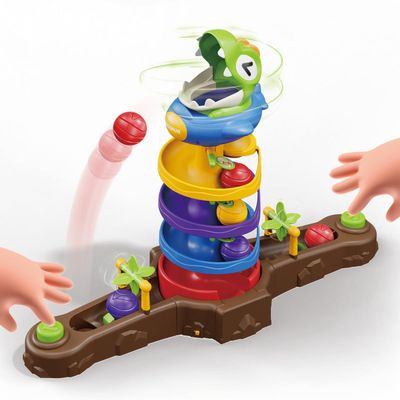 Dinosaur Ball Drop Toy for 3 4 5 6 7 8 Years Old Kids, Dino Spin Twister Toddlers Toy, Shoot Balls Toddler Montessori Toys Gifts for 3-6 Year Old Boys Girls, 2 Players PK Mode
