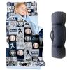 Personalized Baseball Toddler Nap Mat for Boys, Custom Name Navy Plaid Kids Sleeping Bag with Pillow and Soft Minky Blanket, Roll Up Nap Mat for Preschool & Daycare view 1