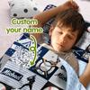 Personalized Baseball Toddler Nap Mat for Boys, Custom Name Navy Plaid Kids Sleeping Bag with Pillow and Soft Minky Blanket, Roll Up Nap Mat for Preschool & Daycare view 2