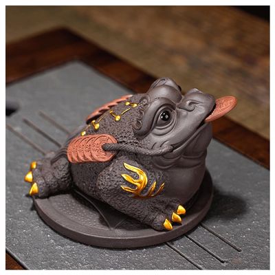 YNWDBY Desk Pets Chinese Toad Tea Pet, Purple Sand Boutique Tea Pet, Tea Toy Small Ornaments, Home Decoration Ornaments Tea Pet(A)