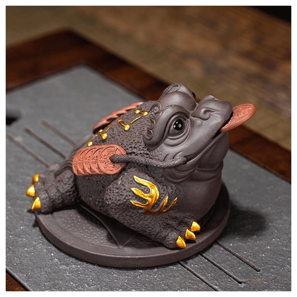 YNWDBY Desk Pets Chinese Toad Tea Pet, Purple Sand Boutique Tea Pet, Tea Toy Small Ornaments, Home Decoration Ornaments Tea Pet(A)