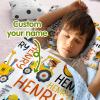 Personalized Car Toddler Nap Mat with Custom Name, Boys Roll Up Sleeping Bag with Pillow and Minky Blanket  Yellow Truck Theme Nap Mats for Preschool & Daycare view 2