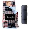 Personalized Toddler Nap Mat, Boys Custom Name Plaid Sleeping Bag with Removed Pillow and Soft Minky Blanket  Classic Cars Design Roll Up Nap Mat for Preschool & Daycare view 1