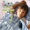 Personalized Toddler Nap Mat for Boys Girls, Custom Name Gray Sleeping Bag with Removed Pillow and Soft Minky Blanket, Kids Roll Up Nap Mat for Preschool, Daycare & Travel view 2