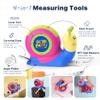 PLAYPARTY 8ft Tape Measure for Kids, STEM Educational Tool with Level, Protractor and Eraser, Retractable Snail Shaped Measuring Tapes, Child-Safe Stocking Stuffers Gift for Boys & Girls 3+, Green view 2