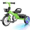 Umatoll Tricycle for Toddlers 2-5 Year Old, Ajustable Toddler Bike Outdoor Toys, Birthday Gift for Boy Girl Age 2-4, Trike with Light up Wheels (Green) view 1