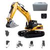 1/14 RC Excavator Digger, 2.4G 23CH 5-in-1 Full Metal Remote Control Excavator Log Gra Crusher with LED Lights Sound Smoke Effects, Engineering RC Construction Vehicle Toy Gift for Adults -RTR view 1