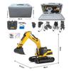 1/14 RC Excavator Digger, 2.4G 23CH 5-in-1 Full Metal Remote Control Excavator Log Gra Crusher with LED Lights Sound Smoke Effects, Engineering RC Construction Vehicle Toy Gift for Adults -RTR view 2