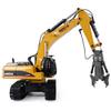 1/14 RC Excavator Digger, 2.4G 23CH 5-in-1 Full Metal Remote Control Excavator Log Gra Crusher with LED Lights Sound Smoke Effects, Engineering RC Construction Vehicle Toy Gift for Adults -RTR view 3