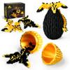 Impossmaker 2PCS 3D Printed Dragon Egg with Dragon Inside, Black and Gold Eggs Articulated Fantasy Fidget Toys, Collectible Mythical Creature Gifts for Adults Teens, Cool Stuff Desk Decor view 1