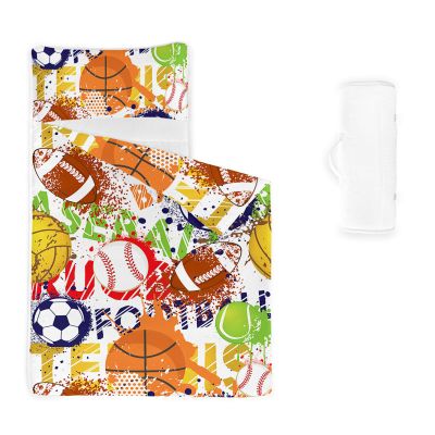Axolotl Ball Sports Sleeping Mat, Football Game Nap Mat, Basketball Baseball Volleyball Tennis Slumber Bag for Teens, Colorful Graffiti Sports Roll Up Portable Sleeping Bag for Traveling, 60" L*21" W