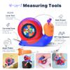 PLAYPARTY 8ft Tape Measure for Kids, STEM Educational Tool with Level, Protractor and Eraser, Retractable Snail Shaped Measuring Tapes, Child-Safe Stocking Stuffers Gift for Boys & Girls 3+, Blue view 2
