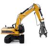 1/14 Remote Control Excavator for Adults, 2.4G 23CH 5-in-1 RC Excavator Digger with LED Lights Sound Smoke Effects, Crusher Log Grab Hydraulic Shear Claw RC Construction Vehicle Toy Gift -RTR view 2