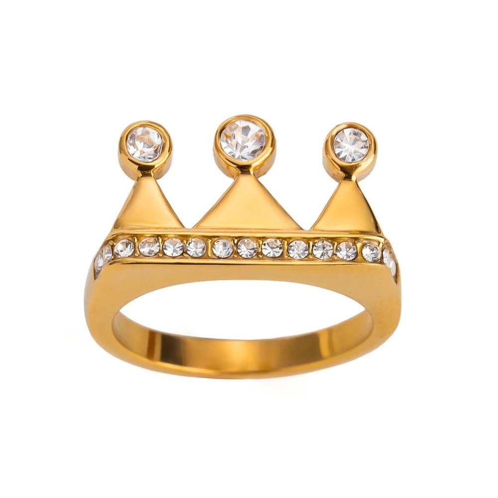 IREAKZGN Stainless Steel Rhinestones Crown Rings For Women Wedding Romantic Jewelry Gift 1Pcs(6)
