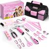 EZUVITA 32-Piece Kids Real Tool Set, Pink Kids Size with 12 Storage Bag, Safety Certified Children Learning Hand Tools for Boys and Girls Age 6+, DIY, Construction, Woodwork, Christmas Birthday Gift view 1