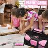 EZUVITA 32-Piece Kids Real Tool Set, Pink Kids Size with 12 Storage Bag, Safety Certified Children Learning Hand Tools for Boys and Girls Age 6+, DIY, Construction, Woodwork, Christmas Birthday Gift view 4