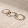 IREAKZGN Glossy Shine Gold Silver Stainless Steel Cubic Inlaid Three Layer Ring Jewelry 1Pcs view 3