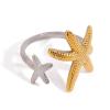 Starfish Creative Beach Geometric Open Ring Stainless Steel Fashion Charm Jewelry Daily Matching 1Pcs(JDRW2312006-PS) view 1